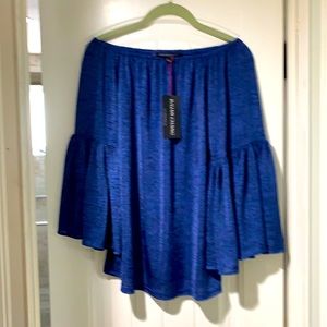 Blue heather off the shoulder.   Never worn.   Brand new.     By Julian Chang